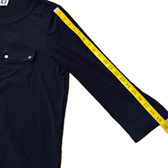 Navy Blue Blouse Anne Klein Size Large - Picture 6 of 10